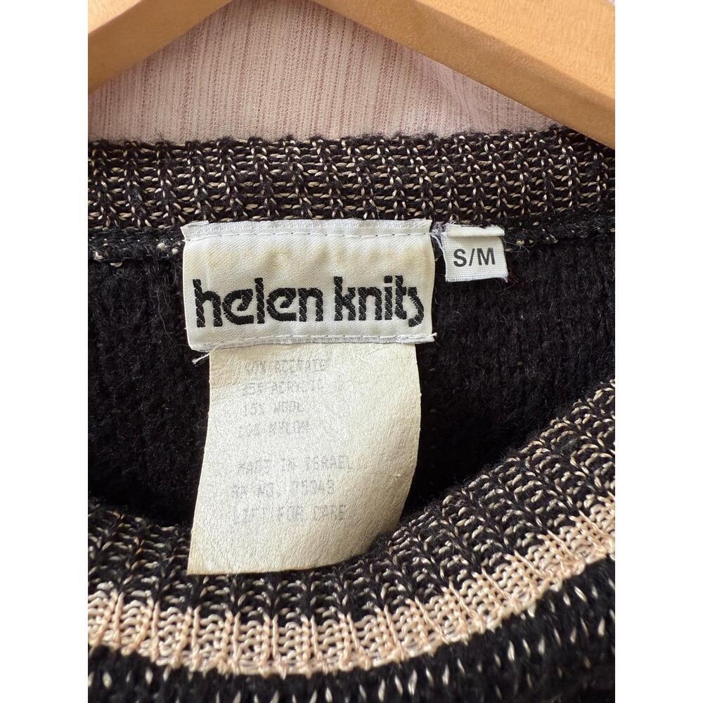 Vintage 80s Helen Knits Black Gold Metallic Tree Sweater - Picture 3 of 4